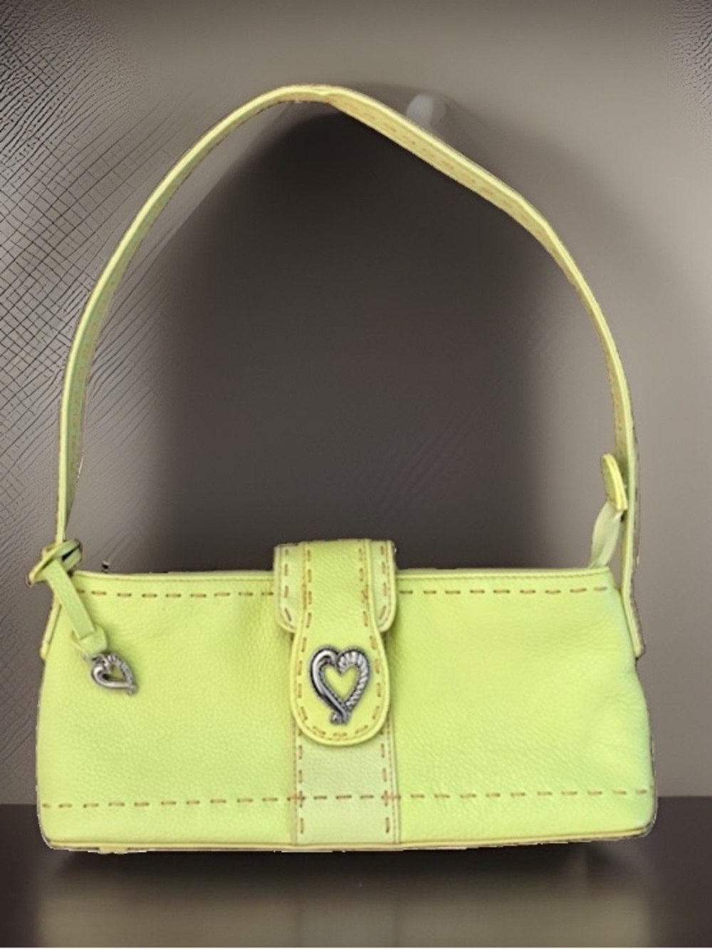 Vintage M.C. Marc Chantal Lime Green Leather Shoulder Bag